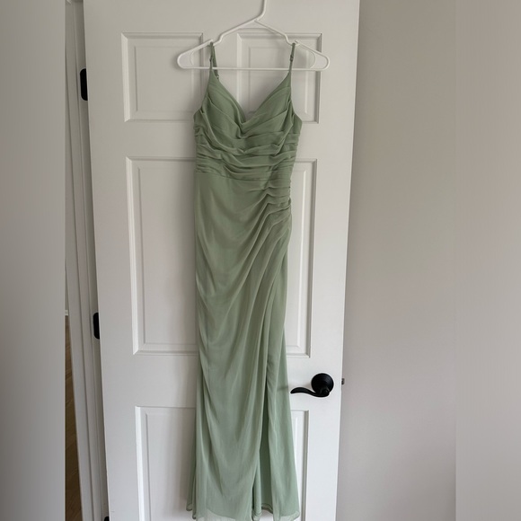 Azazie Deandra Sage Green Bridesmaid Dress Size A4 - Picture 7 of 10